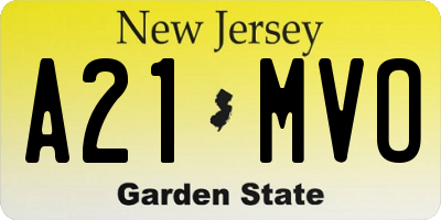 NJ license plate A21MVO