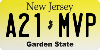 NJ license plate A21MVP