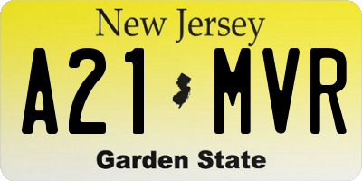 NJ license plate A21MVR