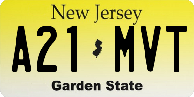 NJ license plate A21MVT