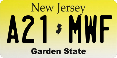 NJ license plate A21MWF
