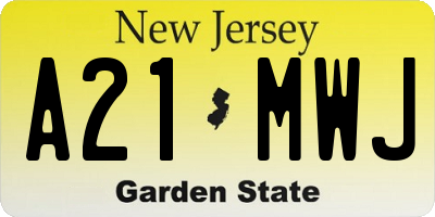 NJ license plate A21MWJ