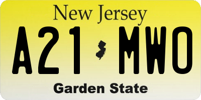 NJ license plate A21MWO