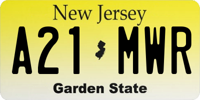 NJ license plate A21MWR