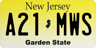 NJ license plate A21MWS