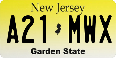 NJ license plate A21MWX