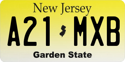 NJ license plate A21MXB