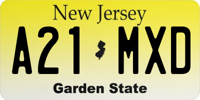 NJ license plate A21MXD