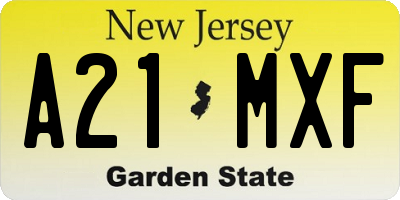 NJ license plate A21MXF
