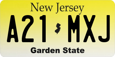 NJ license plate A21MXJ