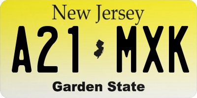 NJ license plate A21MXK
