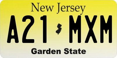 NJ license plate A21MXM