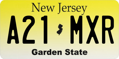 NJ license plate A21MXR