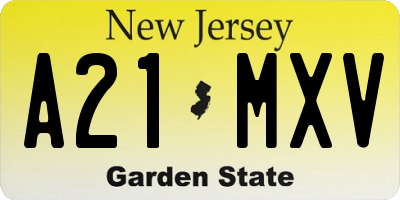 NJ license plate A21MXV