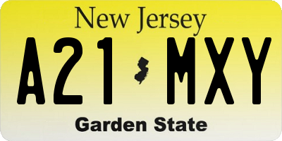 NJ license plate A21MXY