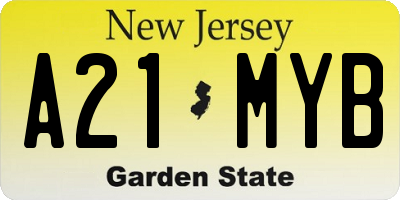 NJ license plate A21MYB