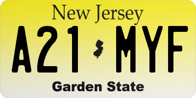 NJ license plate A21MYF