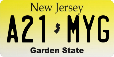 NJ license plate A21MYG