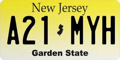 NJ license plate A21MYH