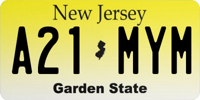 NJ license plate A21MYM