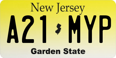 NJ license plate A21MYP