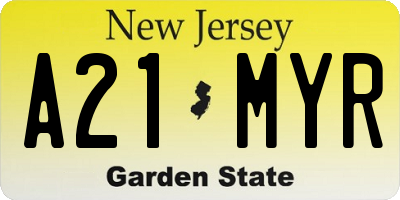 NJ license plate A21MYR