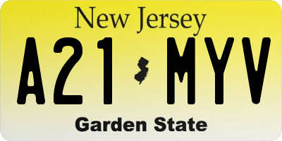 NJ license plate A21MYV