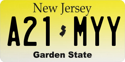 NJ license plate A21MYY