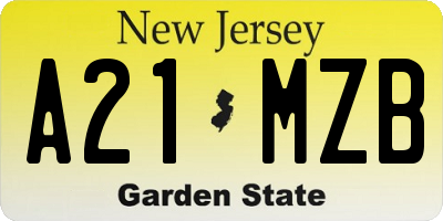 NJ license plate A21MZB