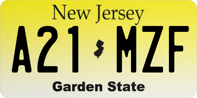NJ license plate A21MZF