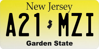 NJ license plate A21MZI