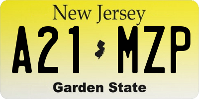 NJ license plate A21MZP