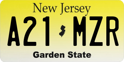 NJ license plate A21MZR