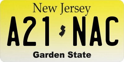 NJ license plate A21NAC