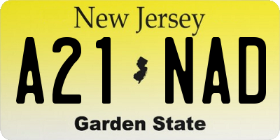 NJ license plate A21NAD