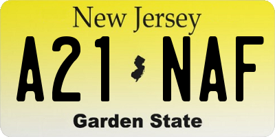 NJ license plate A21NAF