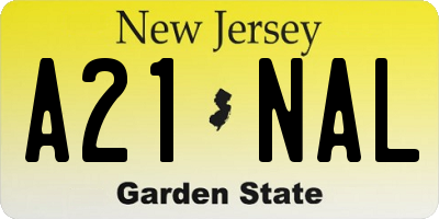 NJ license plate A21NAL