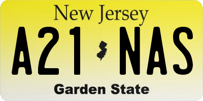NJ license plate A21NAS