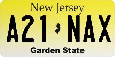 NJ license plate A21NAX