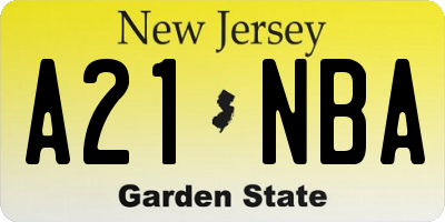 NJ license plate A21NBA