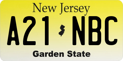 NJ license plate A21NBC