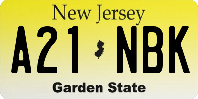 NJ license plate A21NBK