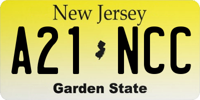 NJ license plate A21NCC