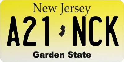 NJ license plate A21NCK