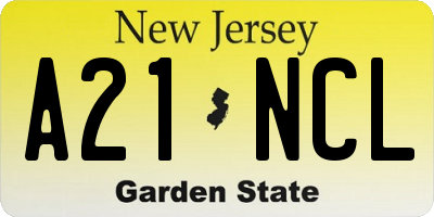 NJ license plate A21NCL