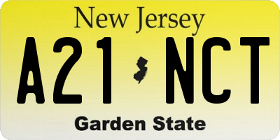NJ license plate A21NCT