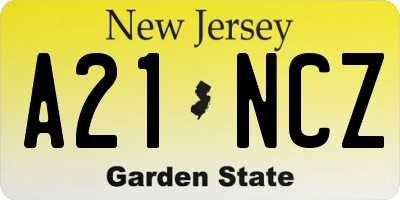 NJ license plate A21NCZ