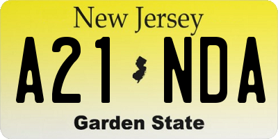 NJ license plate A21NDA