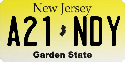 NJ license plate A21NDY