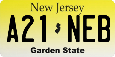 NJ license plate A21NEB